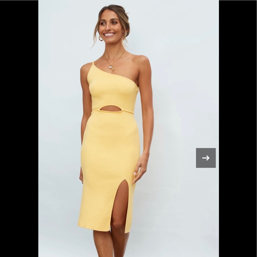 Yellow Hello molly “jade midi dress”. Worn once in perfect condition size small